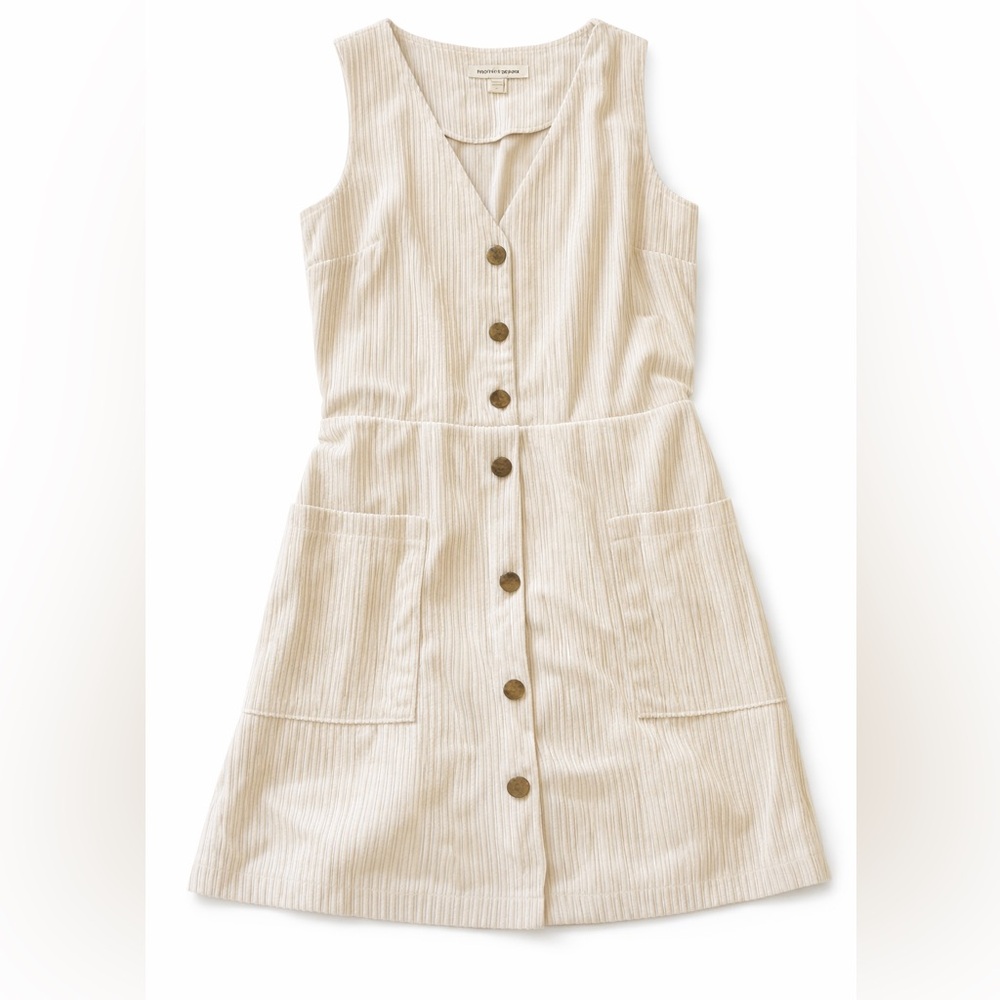 Monteau Cream Button-Front Pocket Casual Dress